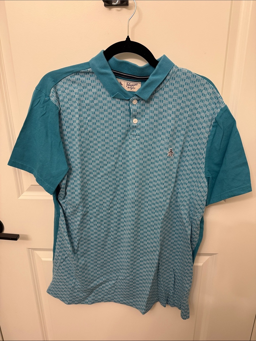 Original Penguin Teal Patterned Short-Sleeve Polo